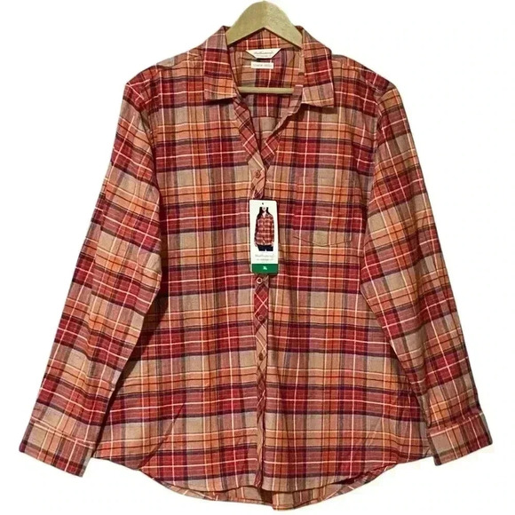 Weatherproof Vintage Long Sleeve Flannel Shirt XL Orange Pumpkin Patch Fall NWT - Picture 1 of 7